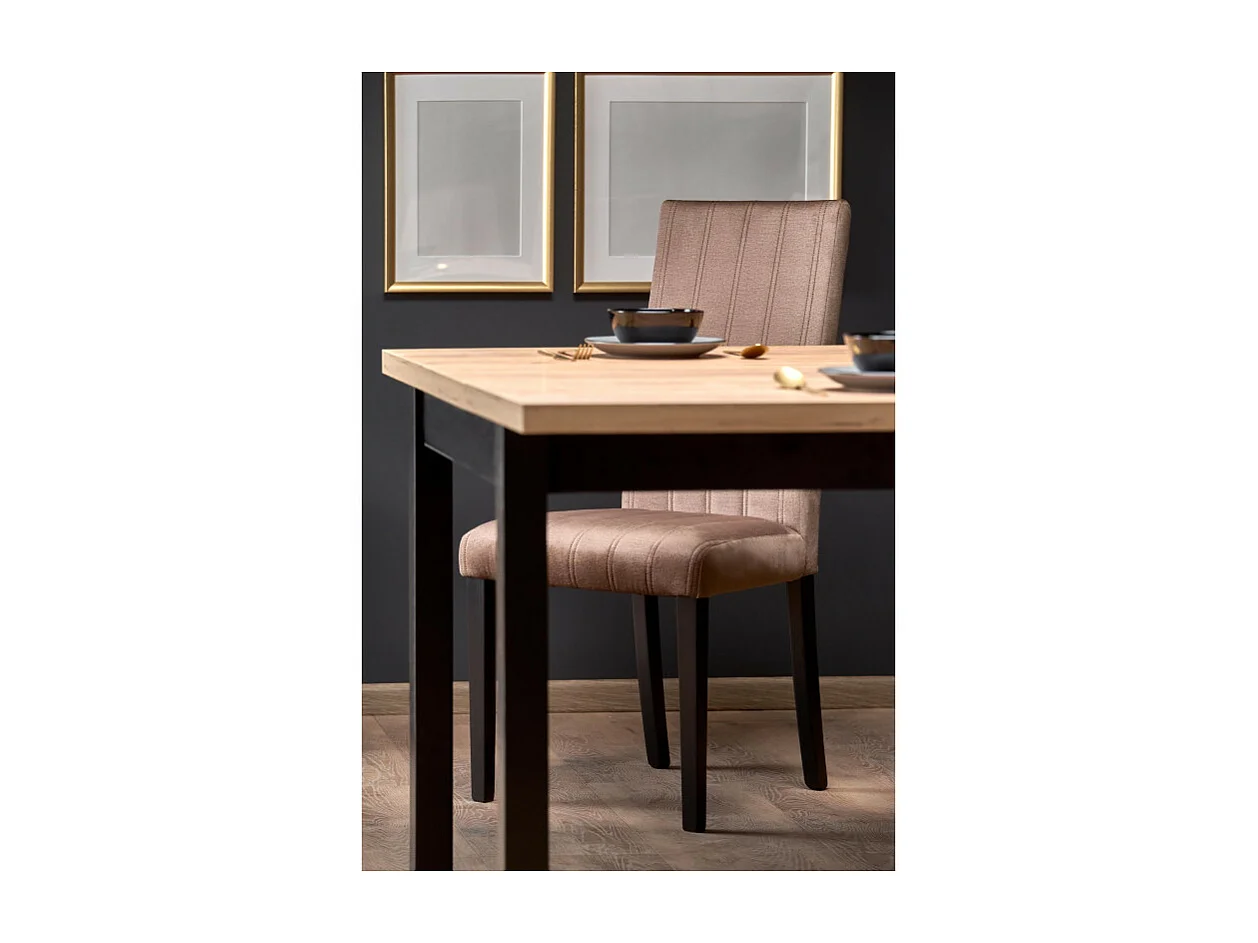 Table à manger extensible carrée noir & chêne 90cm Brevla