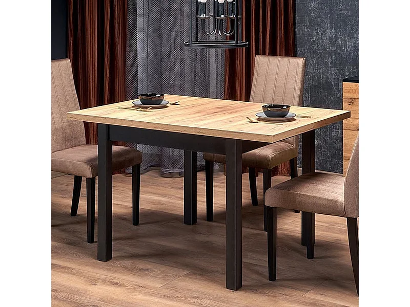 Table à manger extensible carrée noir & chêne 90cm Brevla