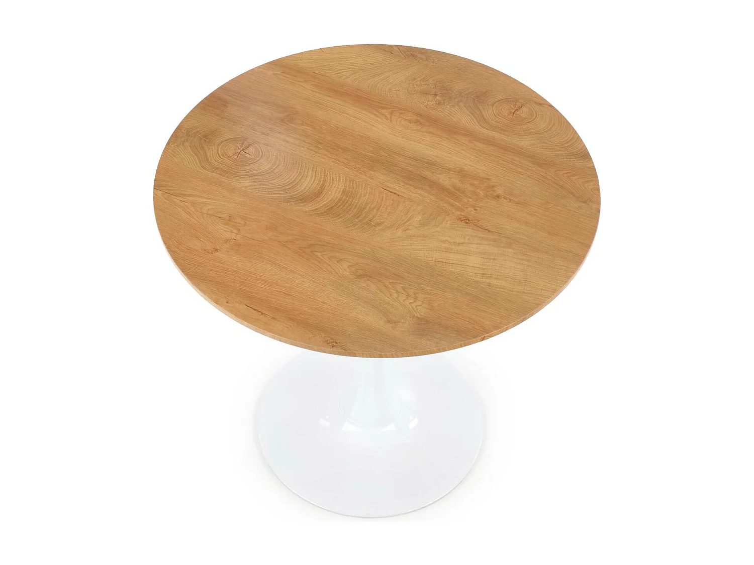 Table ronde 80cm scandinave avec pied central en métal blanc Elyon