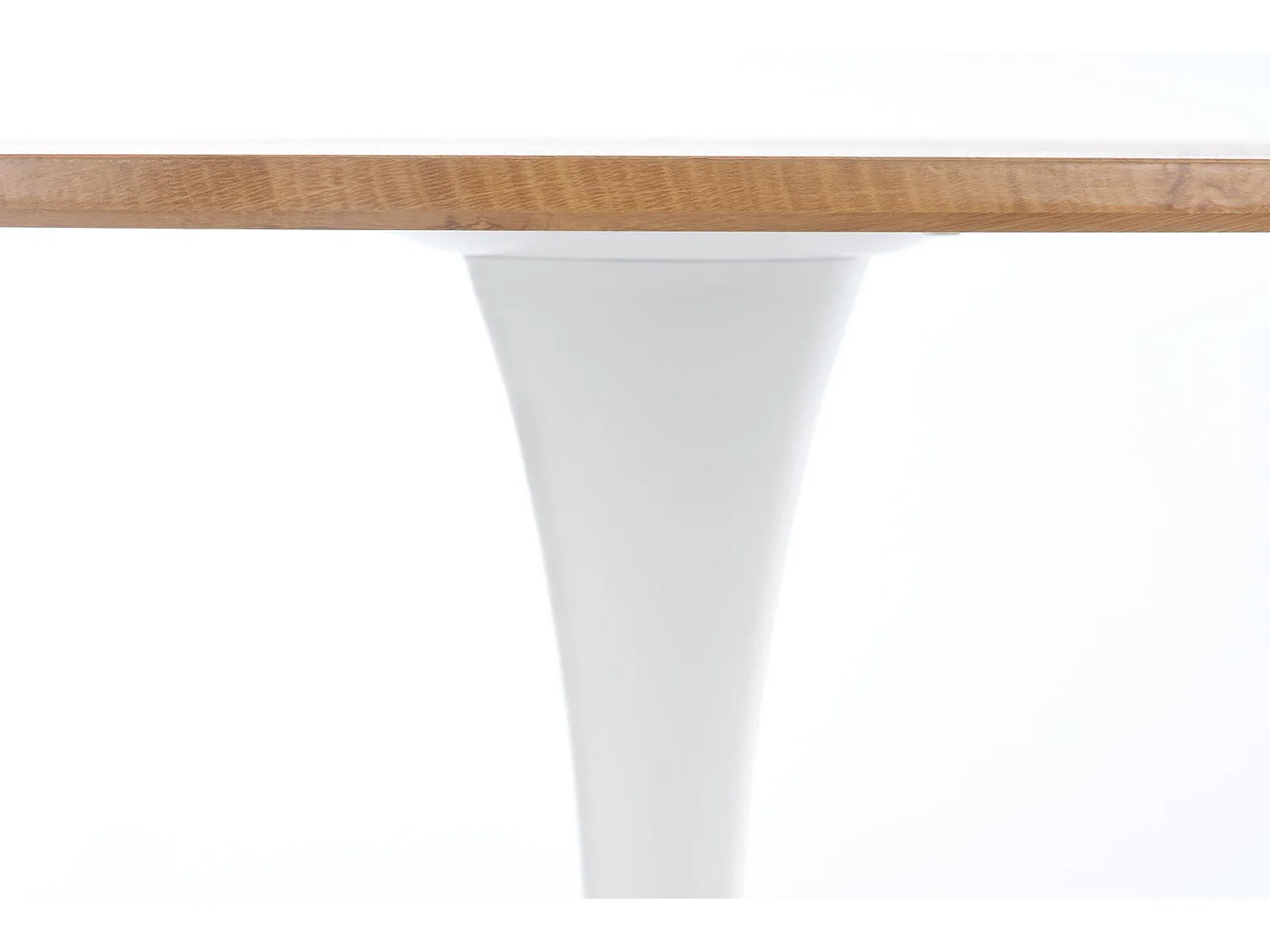 Table ronde 80cm scandinave avec pied central en métal blanc Elyon