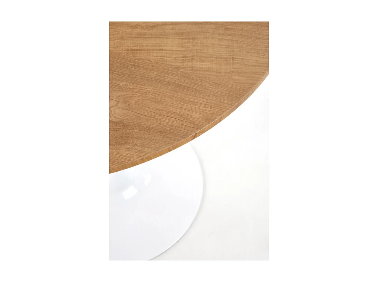 Table ronde 80cm scandinave avec pied central en métal blanc Elyon