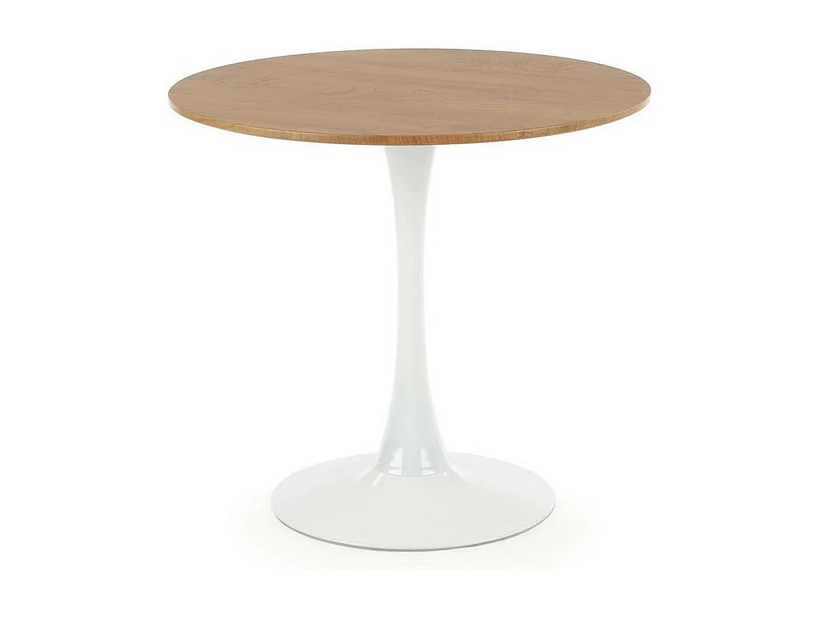 Mesa redonda escandinava de 80 cm con pata central de metal blanco Elyon