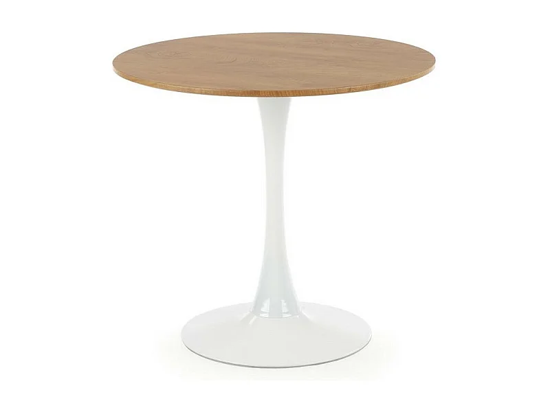 Table ronde 80cm scandinave avec pied central en métal blanc Elyon