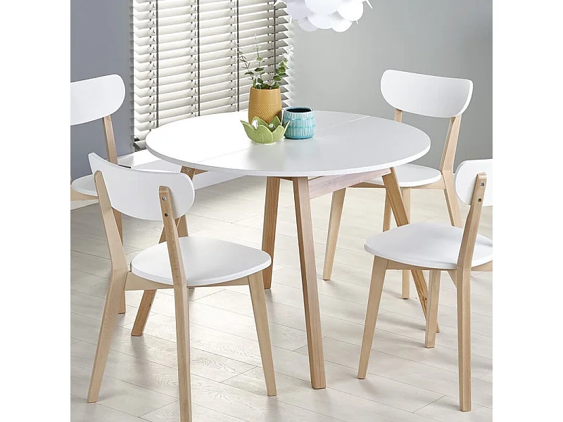 Tavolo rotondo scandinavo con prolunga 102cm Storend - Set di 4 sedie Storend (360€)