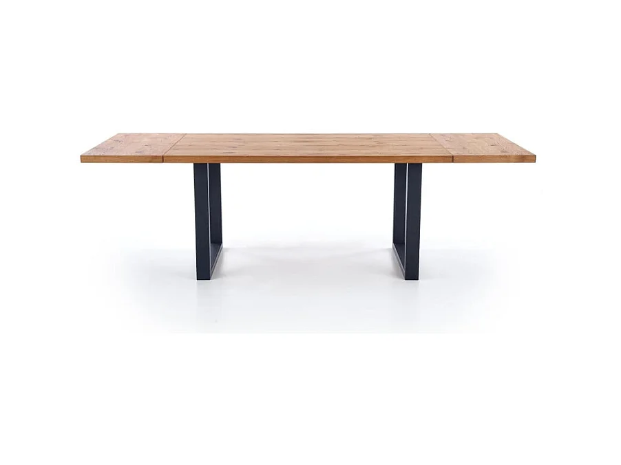 Tavolo da pranzo allungabile Melly da 160-250 cm con piano in rovere chiaro e gambe in metallo nero