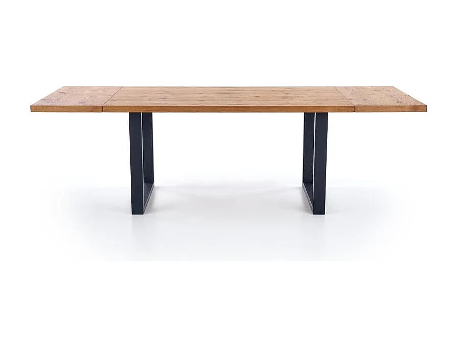 Tavolo da pranzo allungabile Melly da 160-250 cm con piano in rovere chiaro e gambe in metallo nero