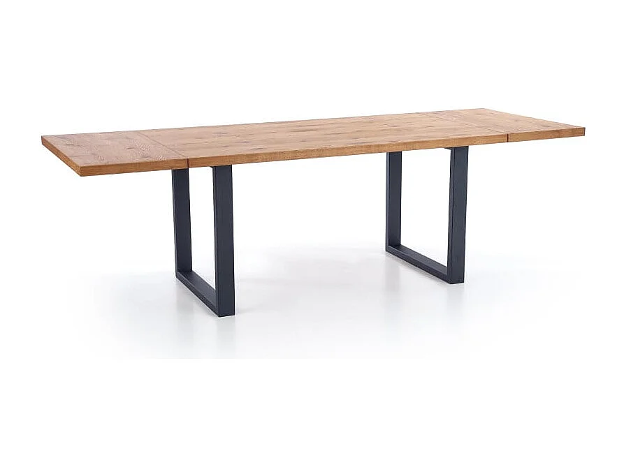 Tavolo da pranzo allungabile Melly da 160-250 cm con piano in rovere chiaro e gambe in metallo nero