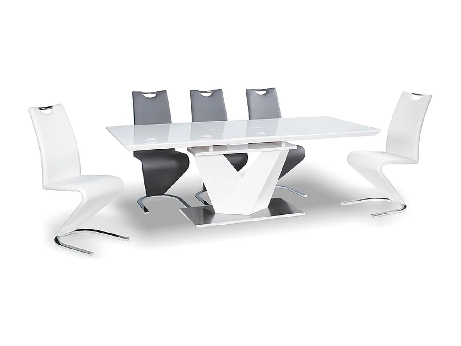 Table extensible rectangulaire blanc brillant 160 cm Semjo