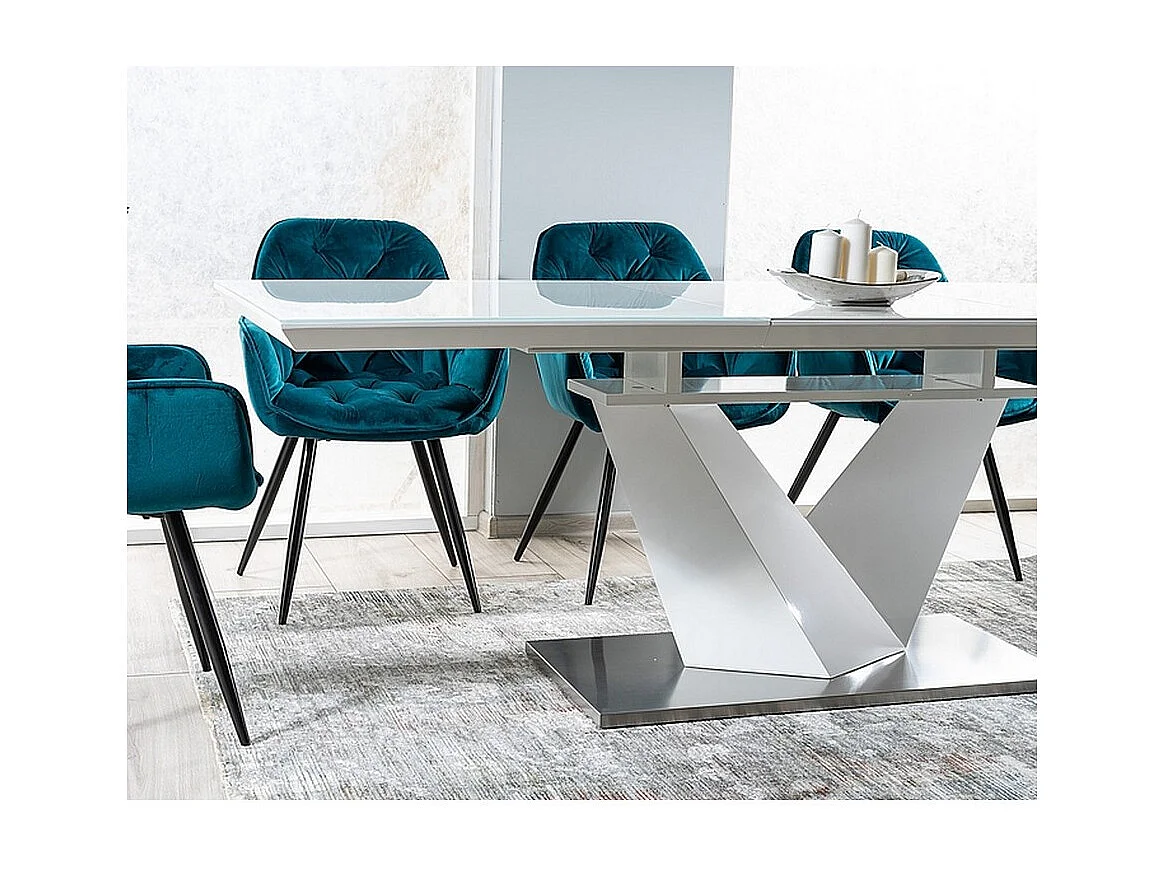 Table extensible rectangulaire blanc brillant 160 cm Semjo