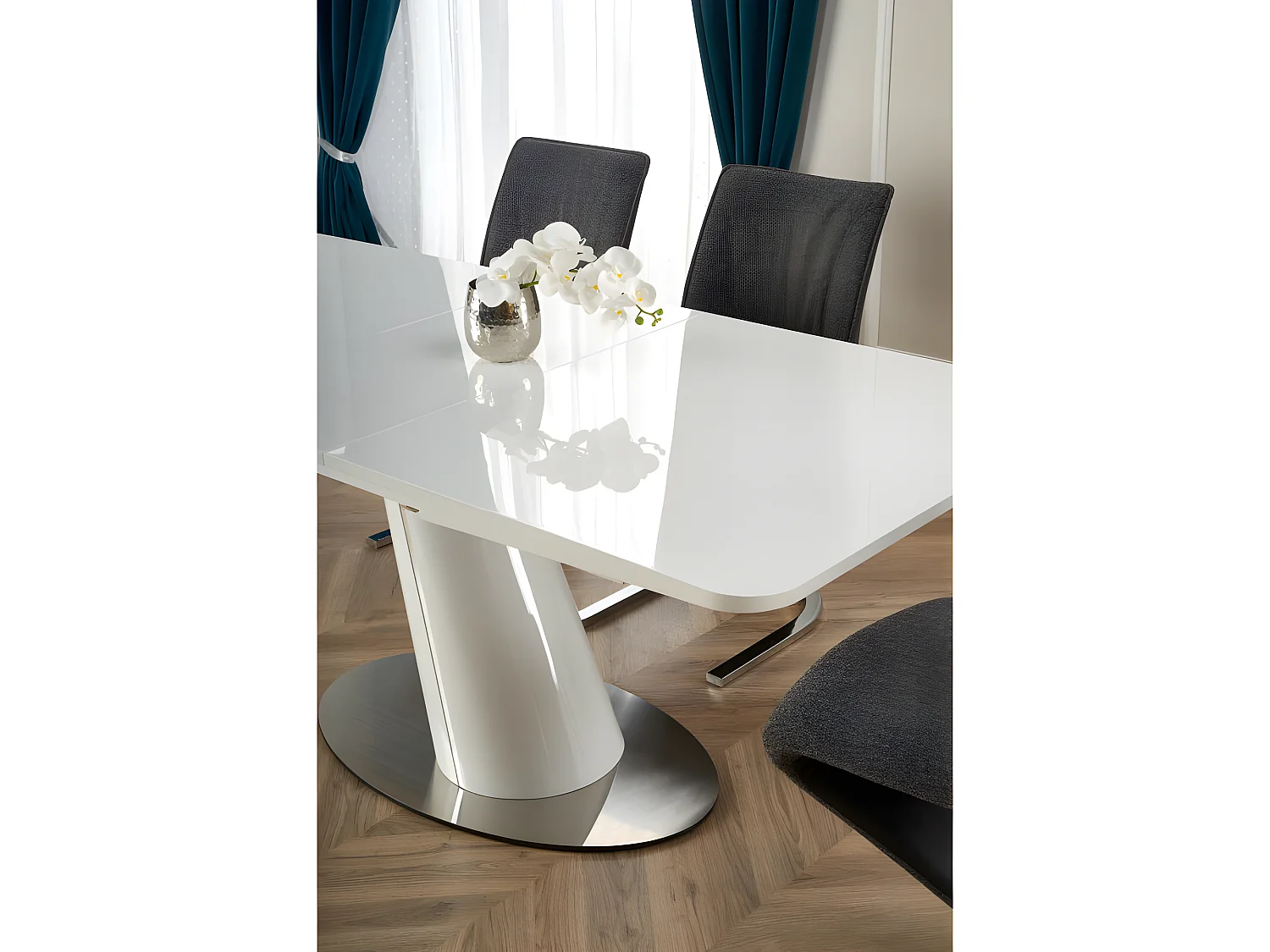 Table a manger design 160-200cm blanc laqué Stoma