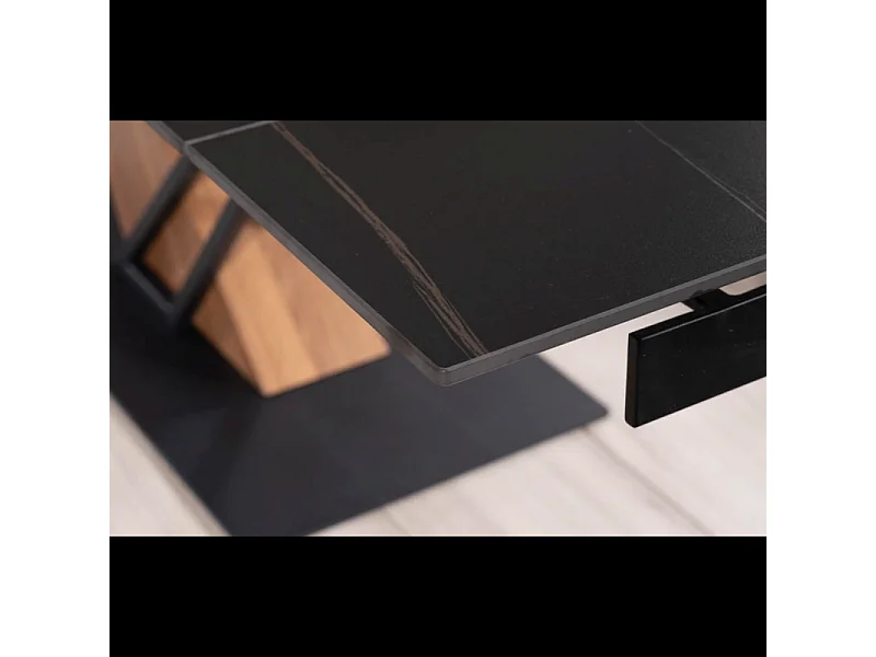 Table design extensible métal & effet marbre 180-240cm Viro