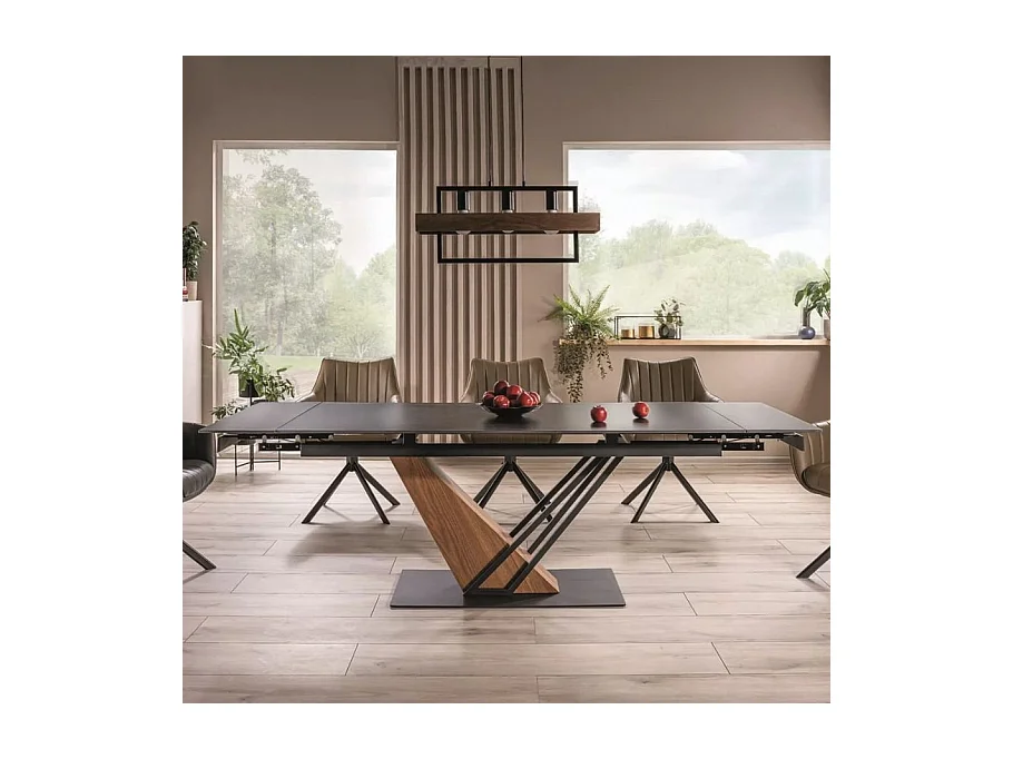 Mesa de diseño extensible Viro 180-240cm efecto metal y mármol