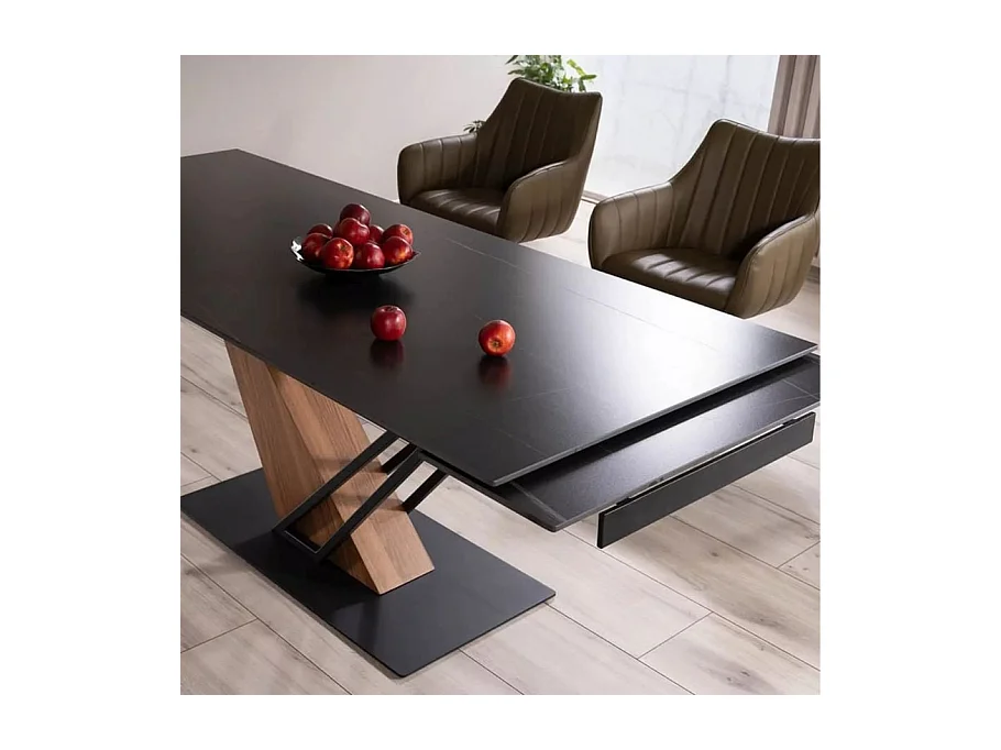 Mesa de diseño extensible Viro 180-240cm efecto metal y mármol