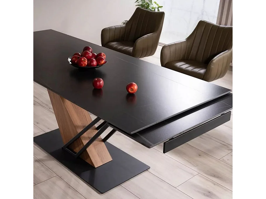Table design extensible métal & effet marbre 180-240cm Viro