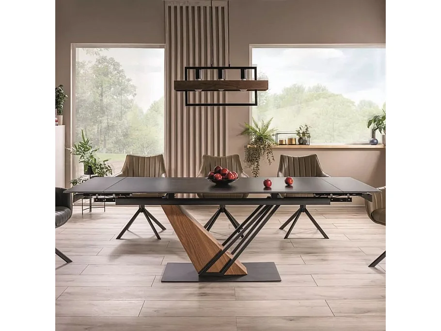 Mesa de diseño extensible Viro 180-240cm efecto metal y mármol