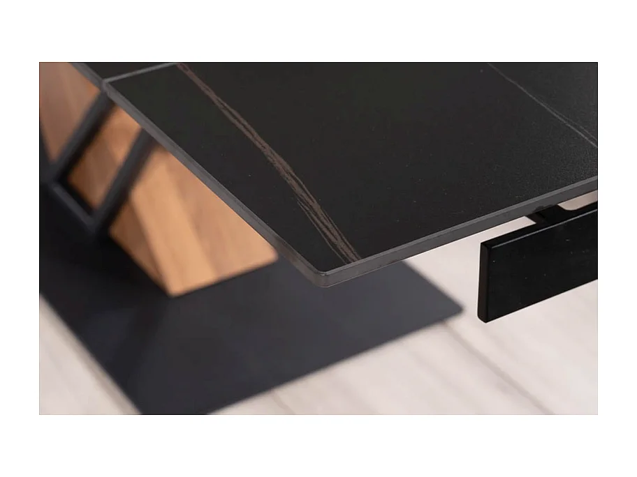 Mesa de diseño extensible Viro 180-240cm efecto metal y mármol