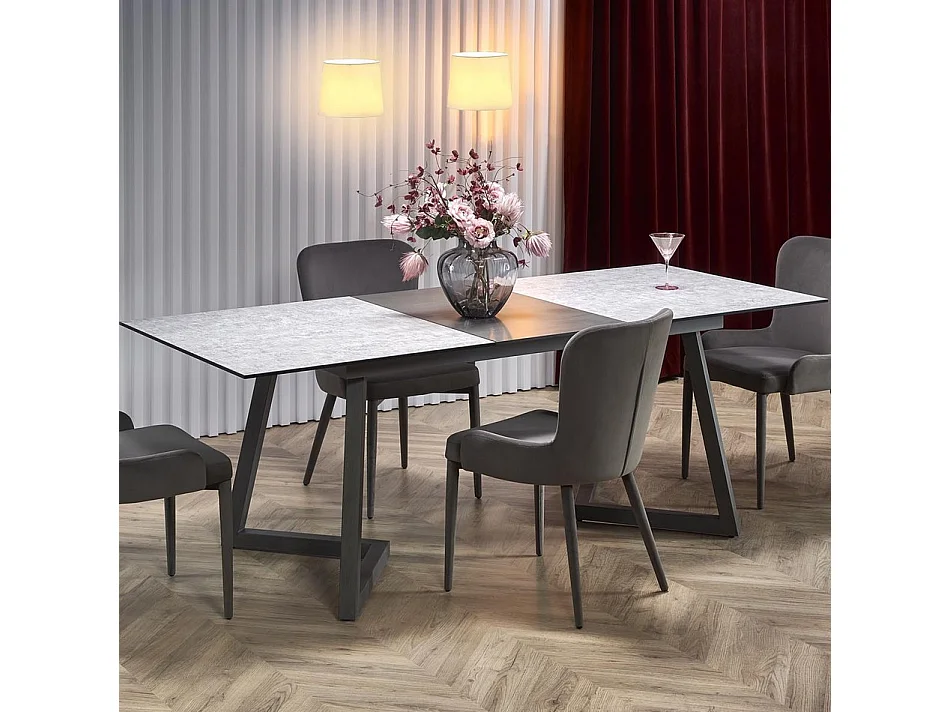 Tavolo da pranzo ERATO allungabile grigio 160-210 cm con gambe in metallo grigio