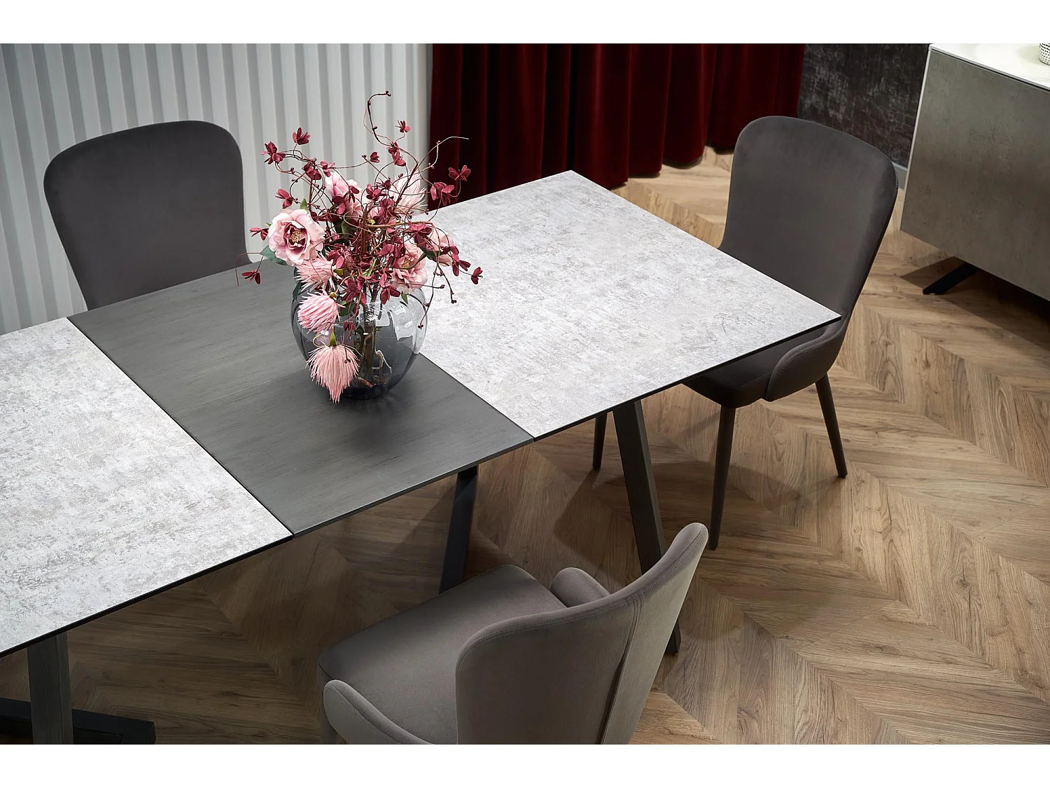 Tavolo da pranzo ERATO allungabile grigio 160-210 cm con gambe in metallo grigio