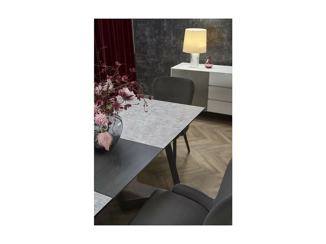 Tavolo da pranzo ERATO allungabile grigio 160-210 cm con gambe in metallo grigio