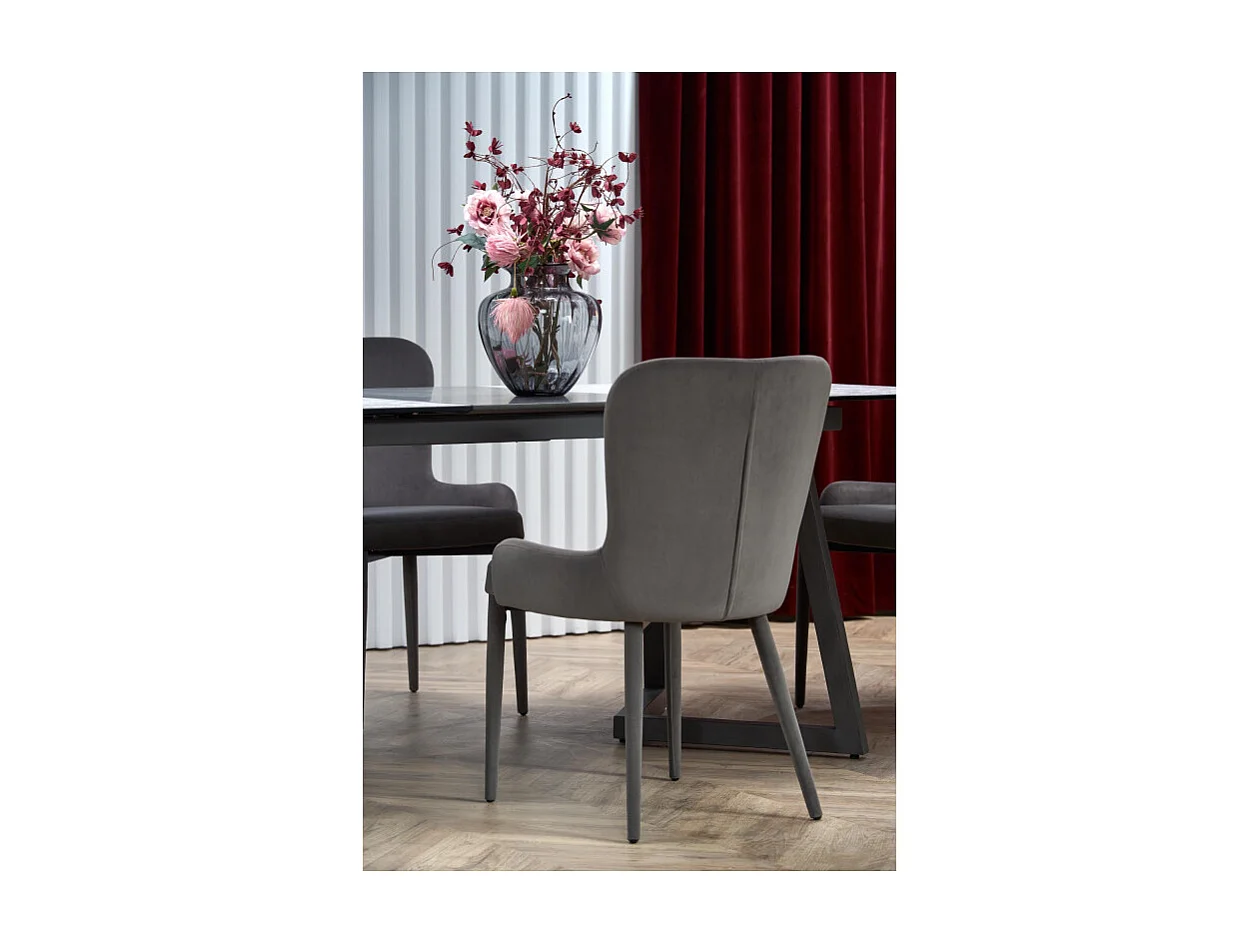 Table à manger grise extensible 160-210cm et pieds en métal gris ERATO