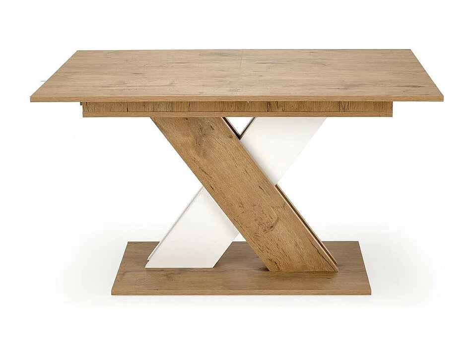 Mesa de comedor extensible APODIS blanca y roble