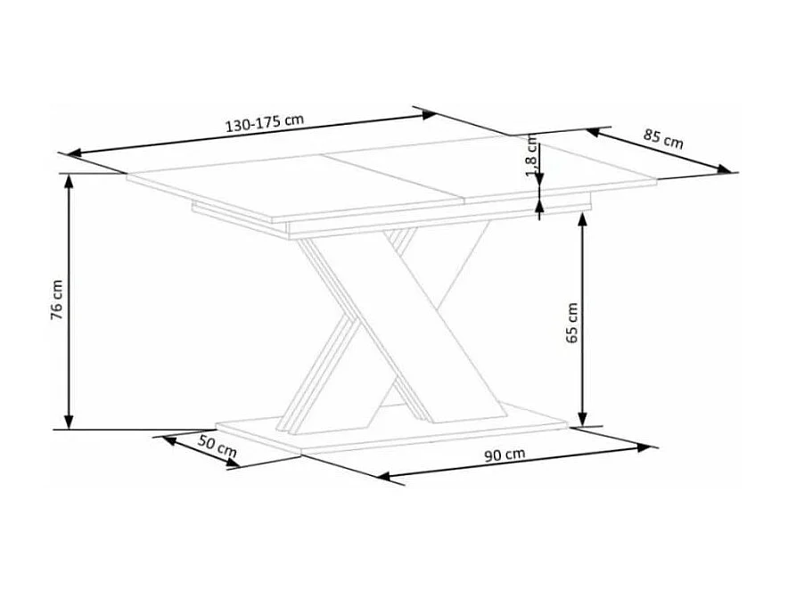 Mesa de comedor extensible APODIS blanca y roble
