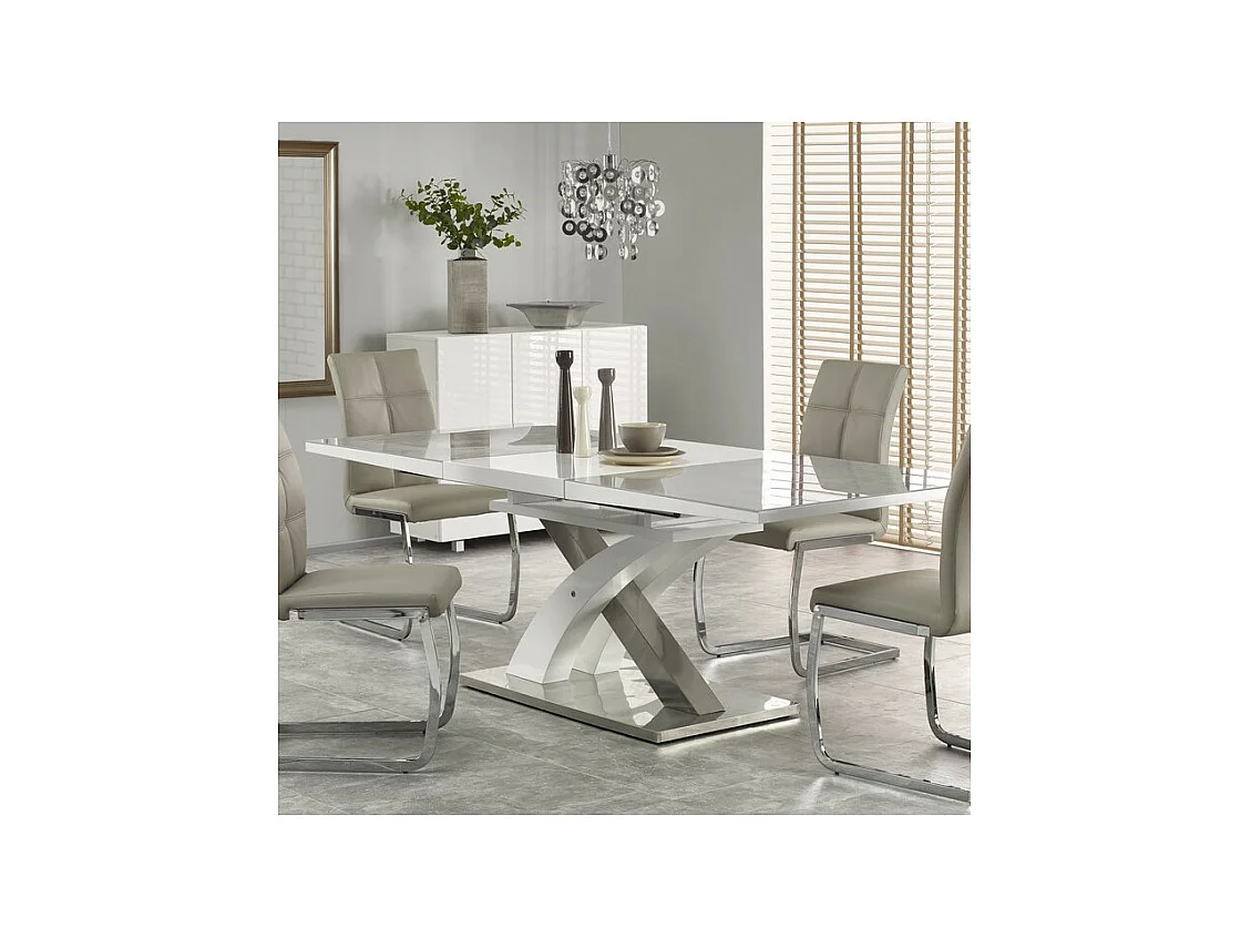 Table a manger extensible 160-220cm blanche et grise design Flora