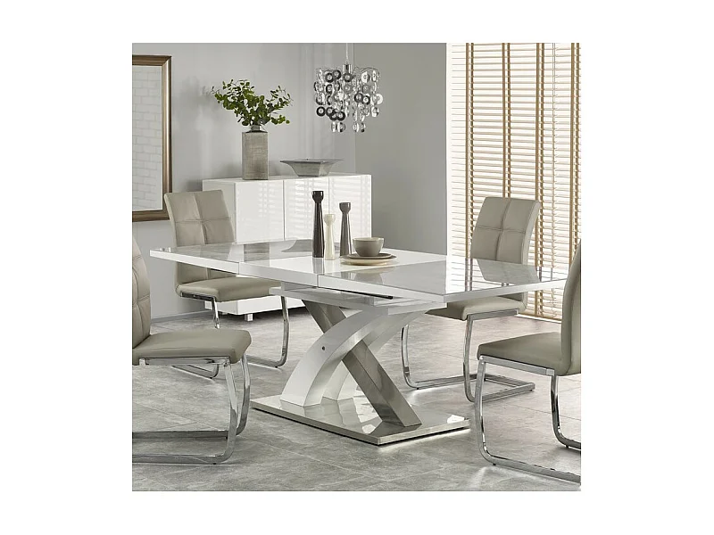 Table a manger extensible 160-220cm blanche et grise design Flora