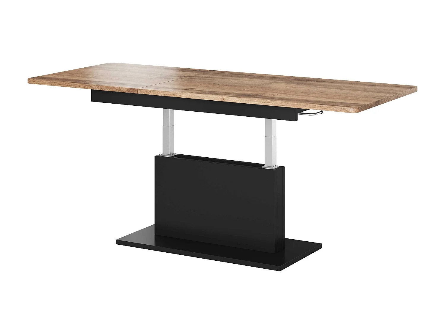 Table extensible et réglable en hauteur noire et aspect chêne ALLAN