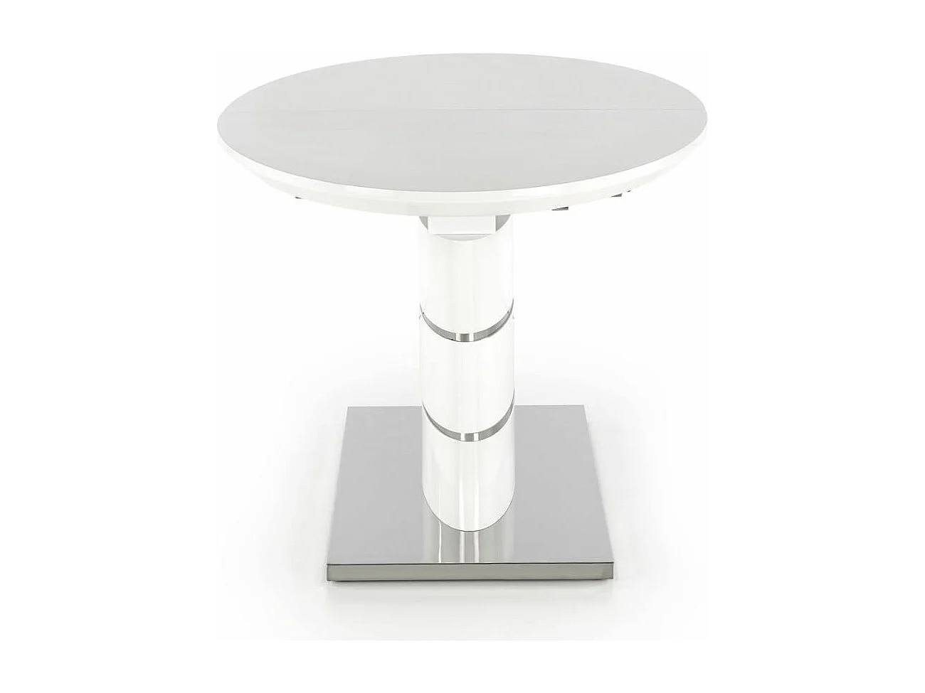 Mesa de comedor ovalada blanca Ipson con hoja extensible