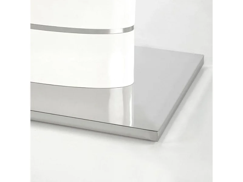 Mesa de comedor ovalada blanca Ipson con hoja extensible