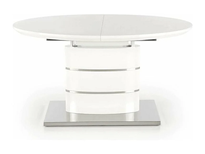 Mesa de comedor ovalada blanca Ipson con hoja extensible