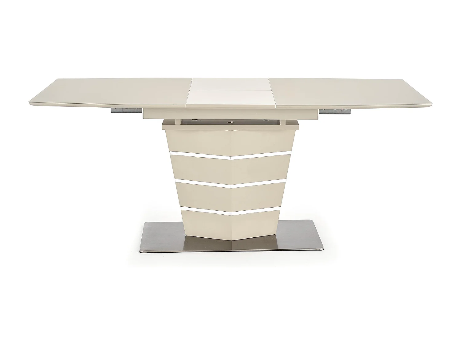 Table rectangulaire extensible champagne mat et acier Riviera