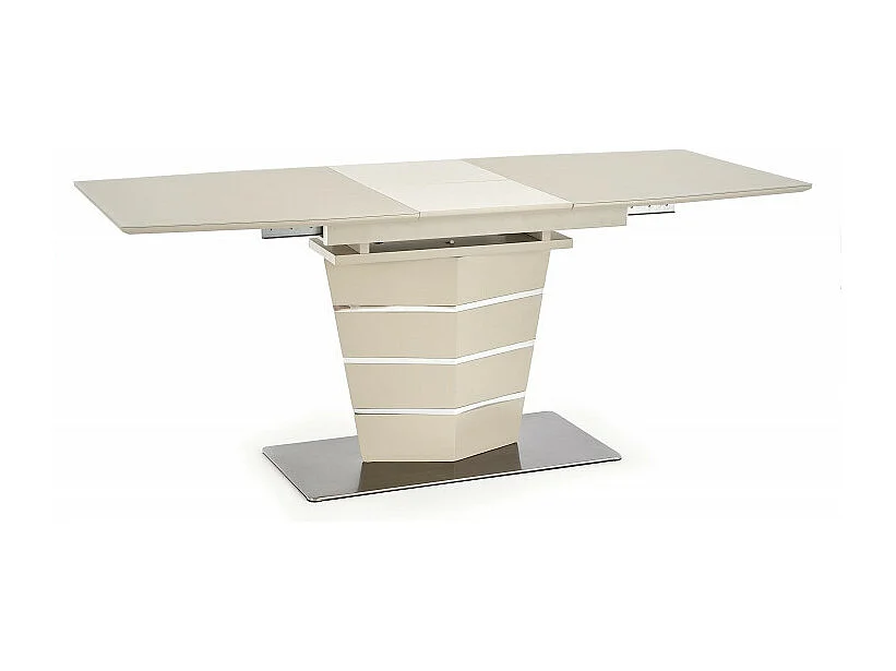 Table rectangulaire extensible champagne mat et acier Riviera