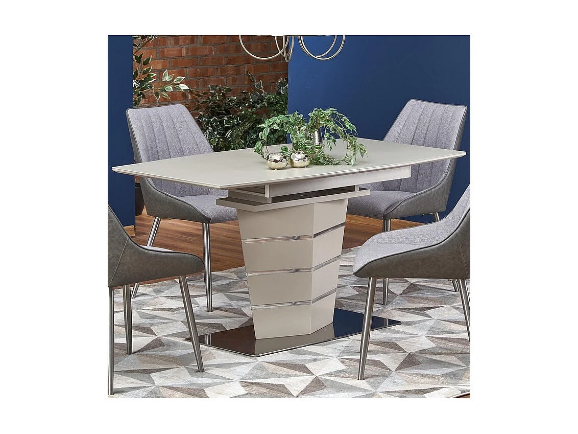 Table rectangulaire extensible champagne mat et acier Riviera