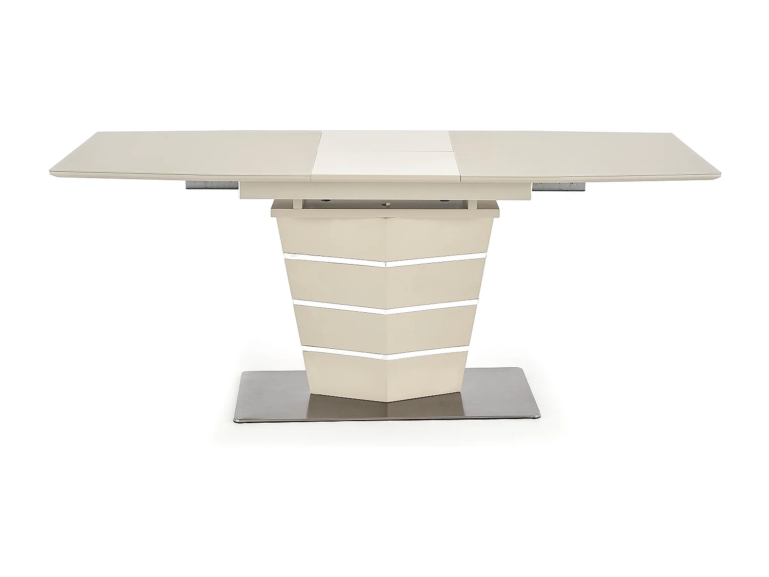 Table rectangulaire extensible champagne mat et acier Riviera