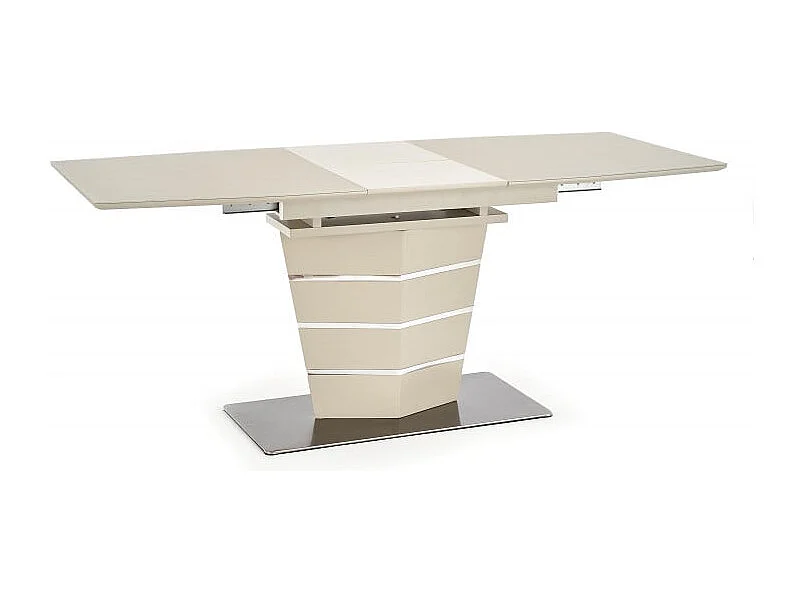 Table rectangulaire extensible champagne mat et acier Riviera