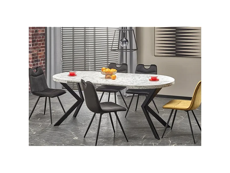 Tavolo da pranzo rotondo allungabile in marmo 100-250cm Zelvano