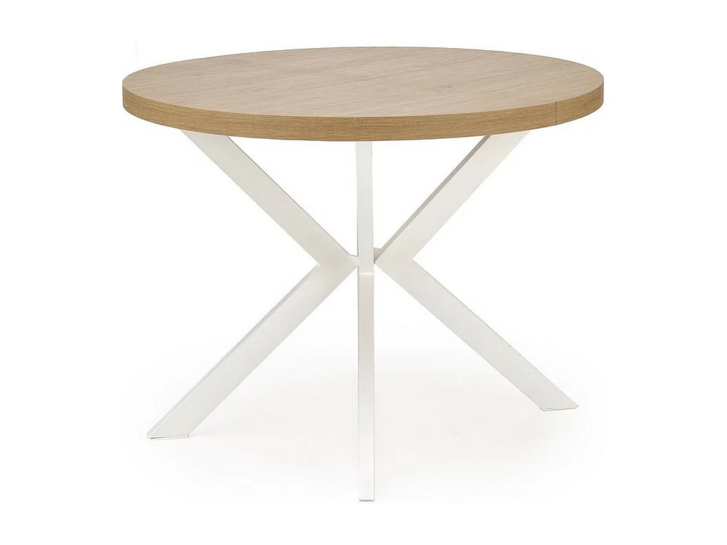 Tavolo da pranzo rotondo allungabile NORMA bianco e rovere 100-250cm