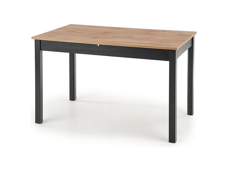 Table à manger 124-168cm style industriel avec plateau plaqué chêne et rallonge CENTAURE