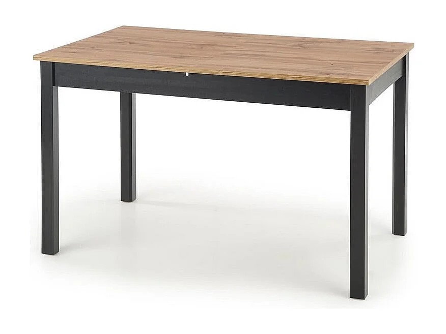 Table à manger 124-168cm style industriel avec plateau plaqué chêne et rallonge CENTAURE
