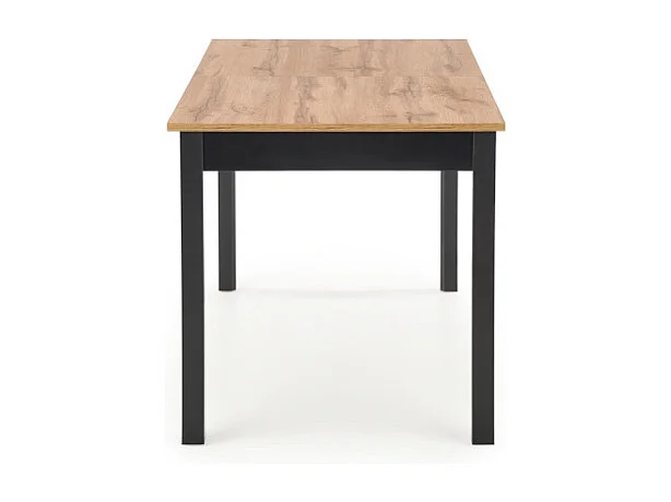 Table à manger 124-168cm style industriel avec plateau plaqué chêne et rallonge CENTAURE
