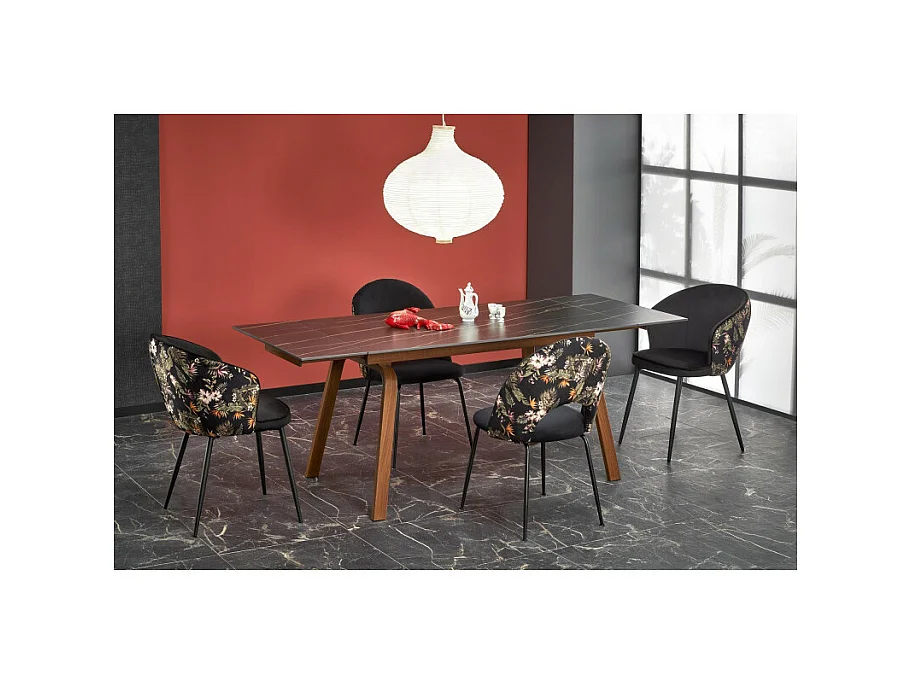 Table extensible 140-200 cm aspect marbre noir Pedro