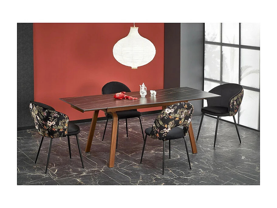 Table extensible 140-200 cm aspect marbre noir Pedro