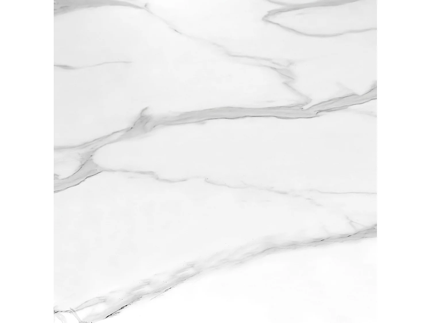 Mesa extensible con tablero imitación mármol blanco y pata central negra y dorada WHALE