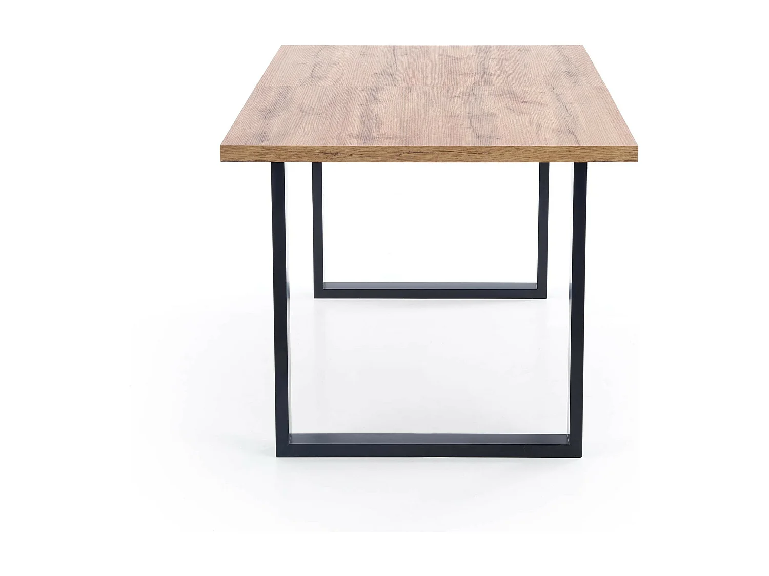 Tavolo da pranzo allungabile da 135-185 cm con piano in rovere Wotan e gambe in metallo nero Venice