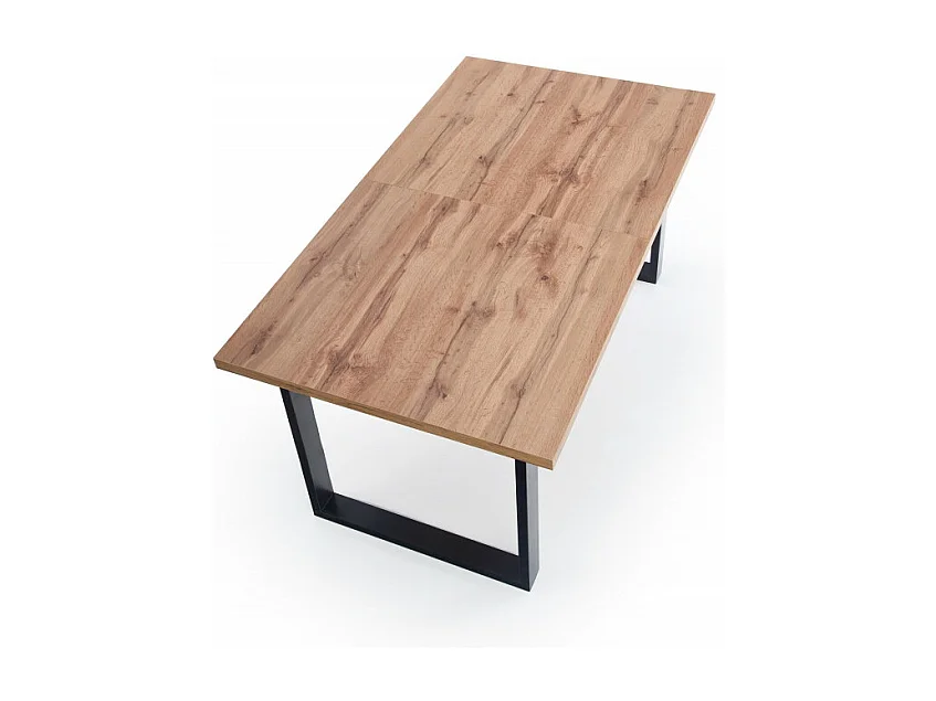 Tavolo da pranzo allungabile da 135-185 cm con piano in rovere Wotan e gambe in metallo nero Venice