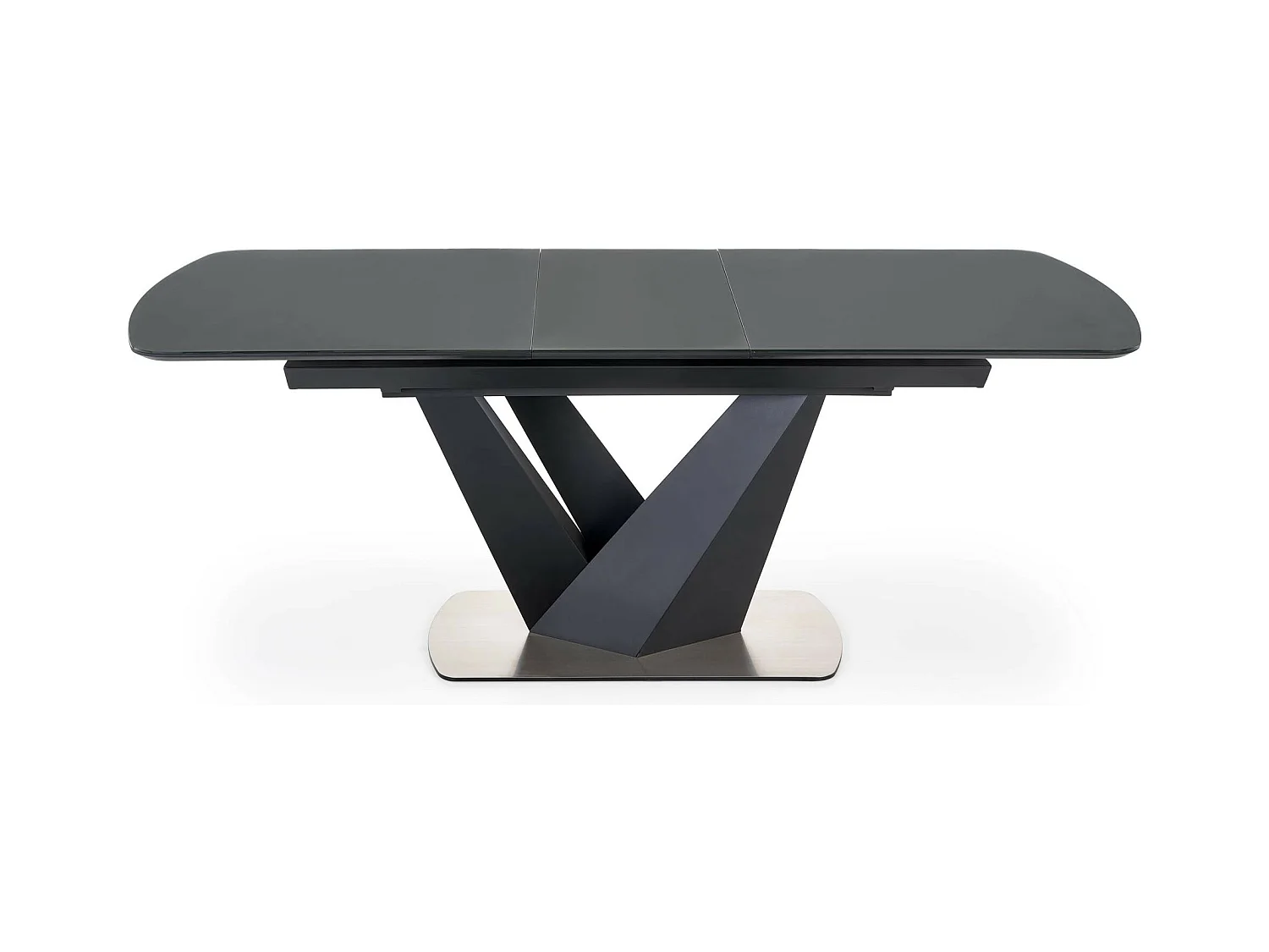 Table de salle à manger contemporaine extensible grise et noire avec pied central SHIELD