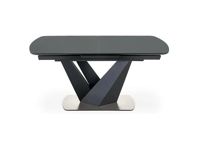 Table de salle à manger contemporaine extensible grise et noire avec pied central SHIELD