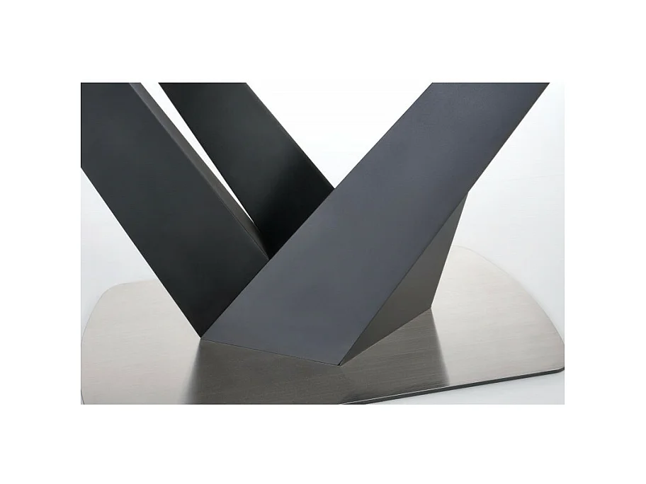 Table de salle à manger contemporaine extensible grise et noire avec pied central SHIELD